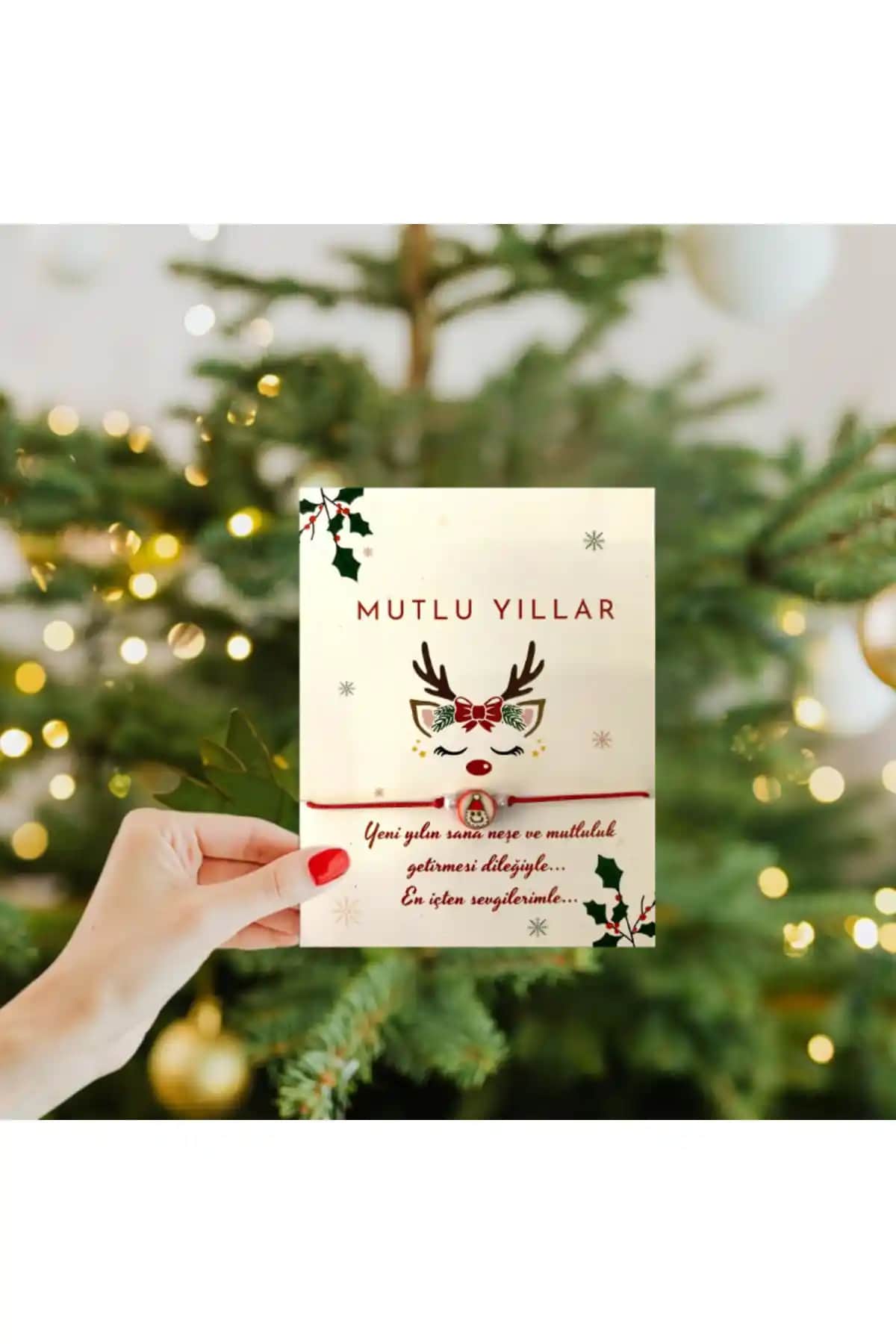 Yılbaşı İçin Anlamlı ve Estetik Hediye Kartları: Yeşil Renkli 5'li Paket