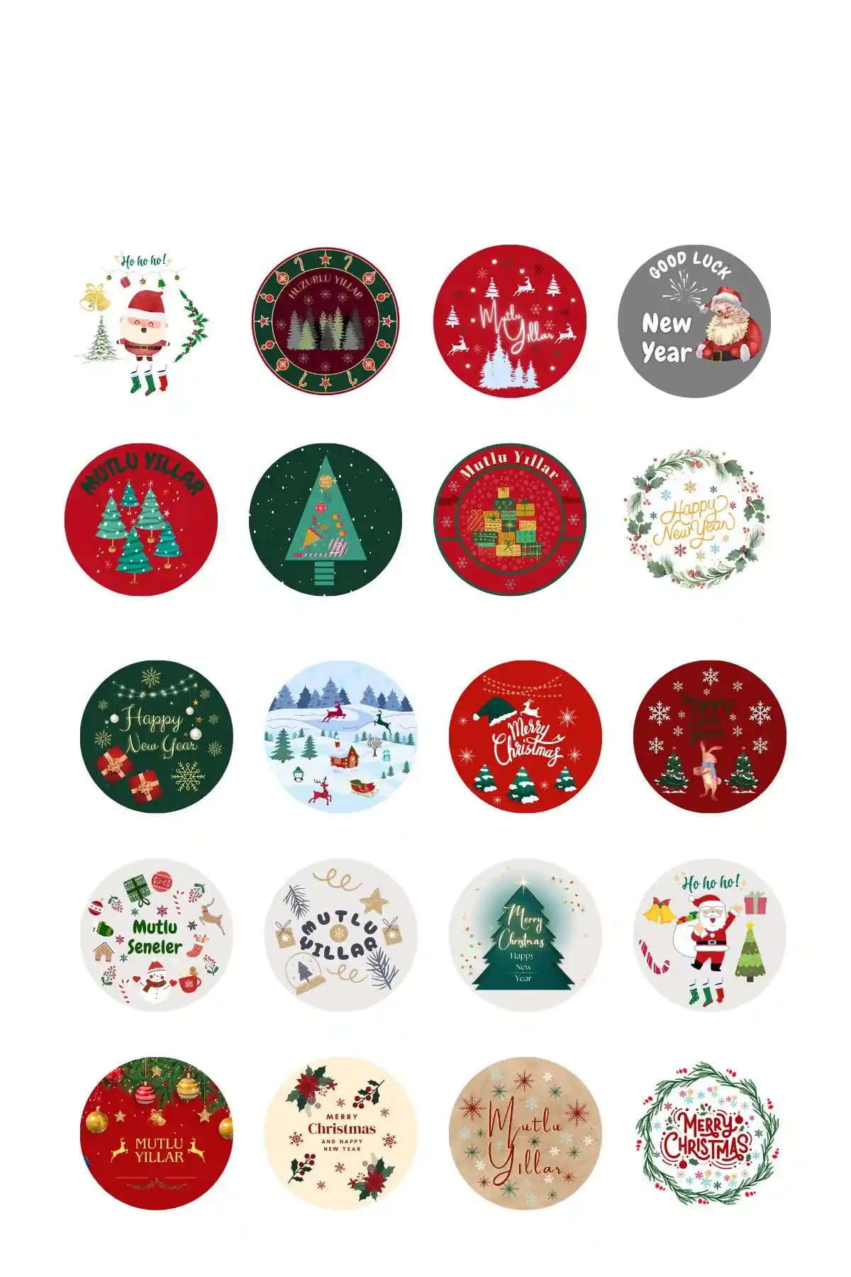 Yılbaşı Temalı Dekal ve Etiket Seti: Canlı Renklerle Pratik Dekorasyon Çözümü