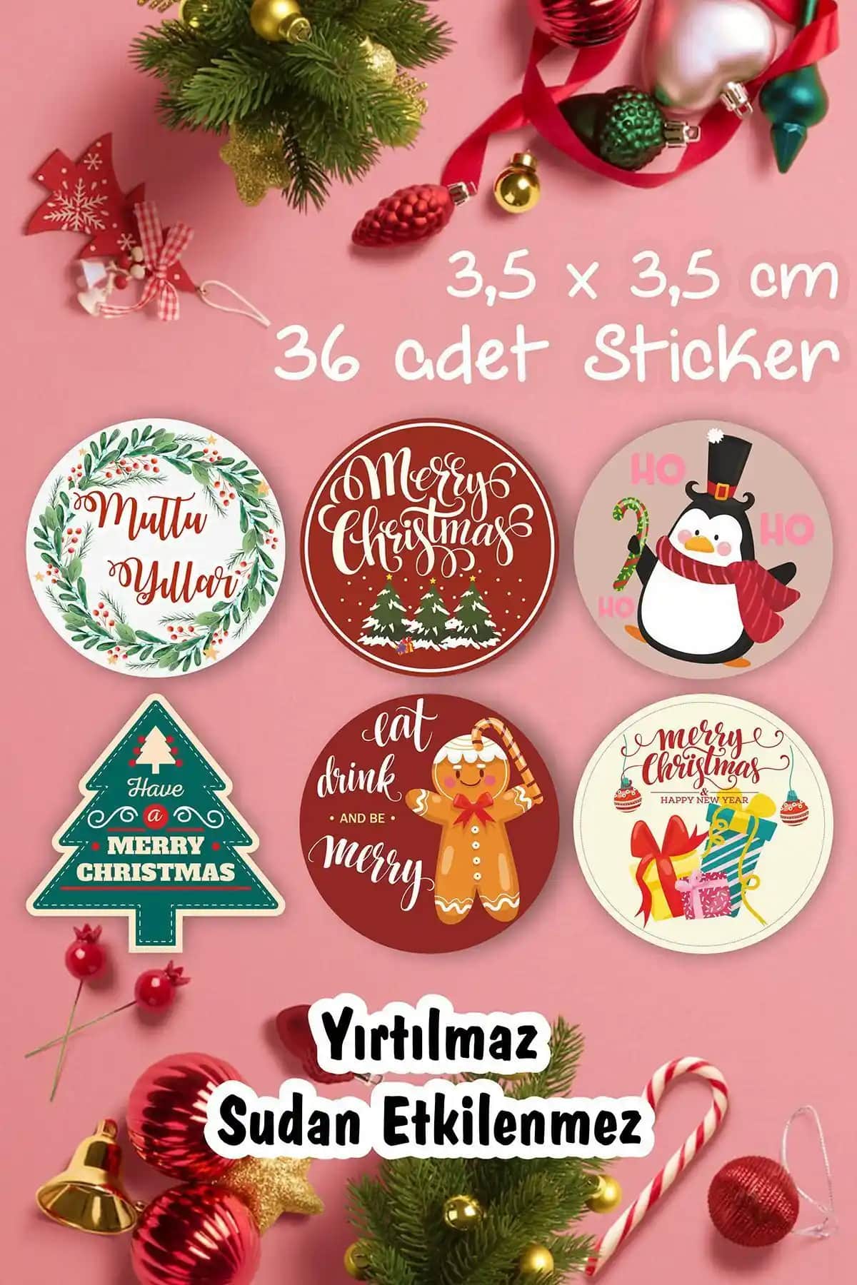 Yüksek Kaliteli ve Dayanıklı Çok Amaçlı Yılbaşı Sticker Seti Türkiye Menşei