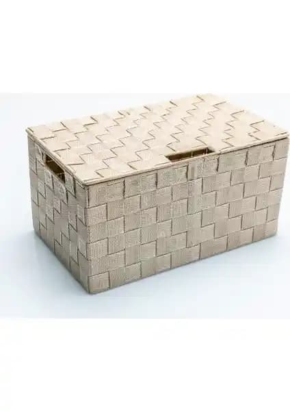 Bej Kapaklı Saklama Kutusu – Polipropilen, Şık Tasarım ve Çok Yönlü Düzen Depolama Çözümü