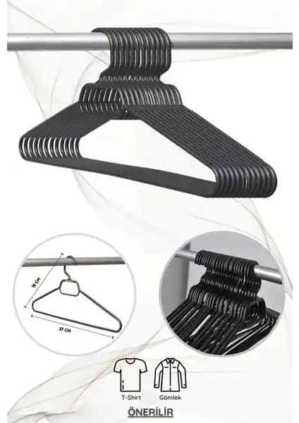 Olgun Home 36 Adet Siyah Plastik Elbise Askısı Seti: Hafif Kıyafetler İçin Dolap Düzeni