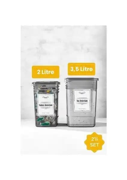 Vienev Etiketli 2'li Strip Mega Boy Deterjan Saklama Kutusu Seti, Şeffaf Antrasit Tonuyla