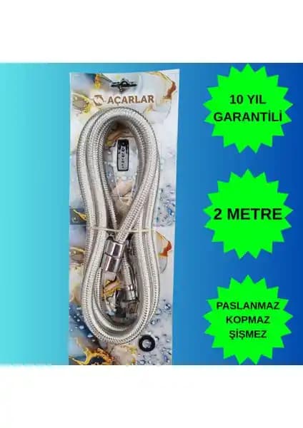 Acarlar Paslanmaz Çelik Spiral Duş Hortumu 2 Metre Uzunluk ve 10 Yıl Garanti ile