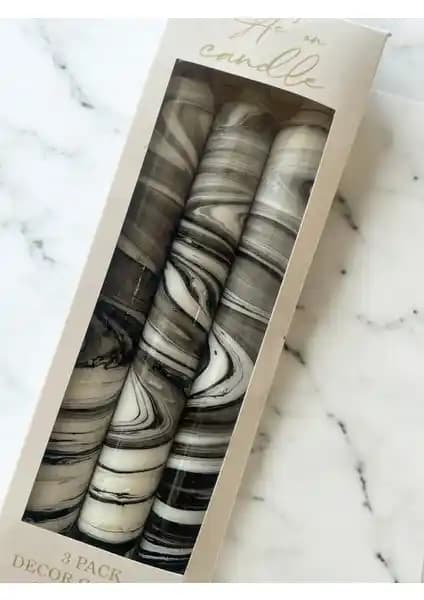 Ae'on Mermer Koleksiyonu 3'lü Şamdan Mumlar Zarif ve Fonksiyonel Tasarım