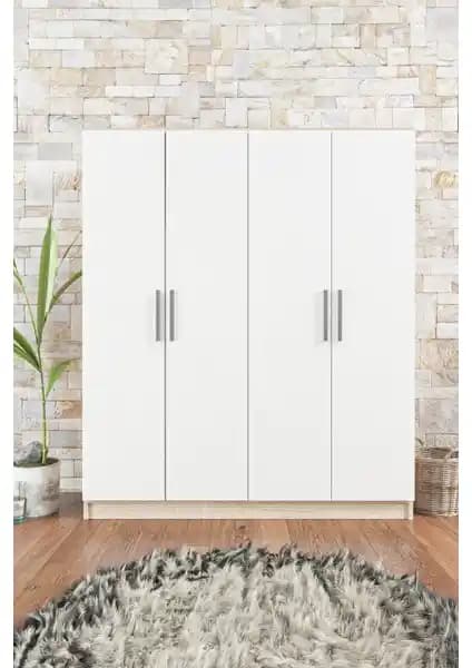 Aeka AE-1059 Milano Sonomo Beyaz Gardırop: Modern ve Fonksiyonel Depolama Ünitesi