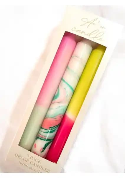 Aeon Candle Studio'nun 3'lü Mermer Desenli Doğal Mum Seti Dekoratif ve Şık Kullanım