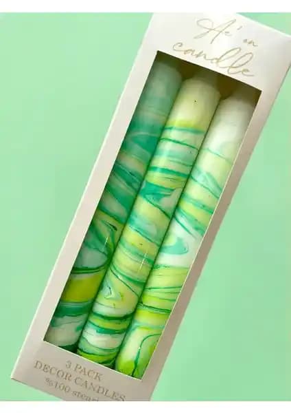 Aeon Candle Studio'nun Mermer Koleksiyonu 3'lü Şamdan Mumları Modern Ev Dekorasyonuna Uygun