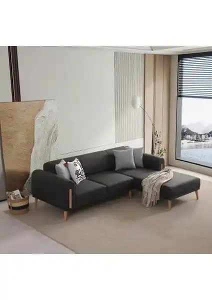 Ak Sofa Leon Köşe Sağ Köşe Antrasit Modern Oturma Ünitesi 250x170 cm
