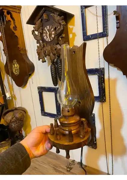 Antika Ayal Ahşap Elektrikli Gaz Lambası: Vintage Tasarımla Modern Kullanımın Buluşması