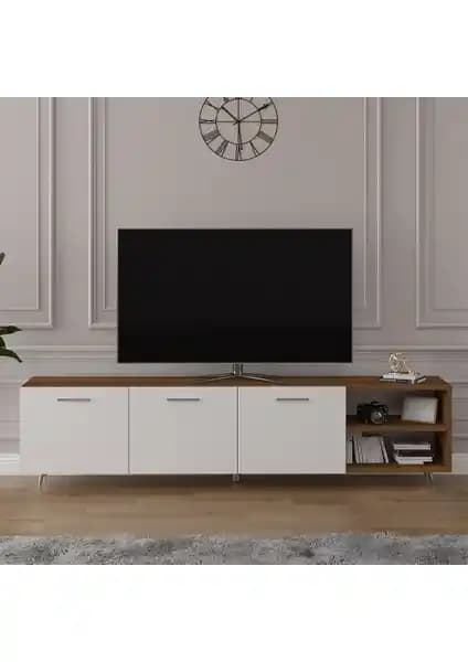 Asra Trend TV Ünitesi Ceviz ve Beyaz Modern Tasarım ve Dayanıklı Malzeme Özellikleri