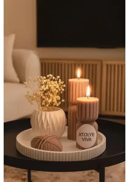 Atölye Viva Dekoratif Mum Seti ile Salonlarınızda Şıklık ve Sıcaklık Yaratın