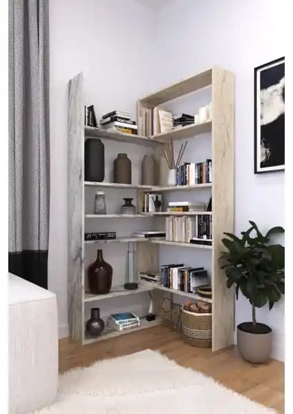 Aymobsan Aden Dekoratif Köşe Kitaplık Modern Tasarım ve Fonksiyonellik Bir Arada