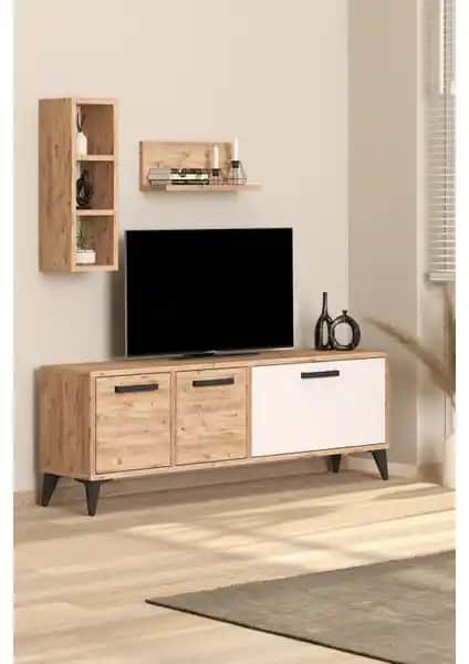 Aymobsan Porto Açık Raflı TV Ünitesi Modern ve Dayanıklı Tasarımıyla Evlerin Favorisi