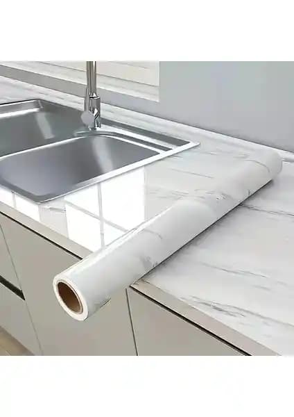 Capella Stores Beyaz Mermer Desenli Kaplama Kağıdı ile Dekorasyonunuzu Yenileyin