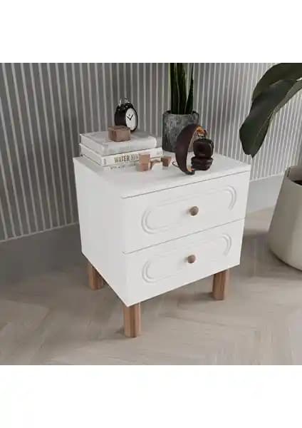 Comiet Pera 2 Çekmeceli MDF Komodin Modern ve Dayanıklı Yatak Odası Mobilyası