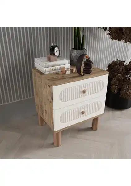 Comiet Soho 2 Çekmeceli MDF Komodin Modern ve Dayanıklı Tasarımıyla Yatak Odalarına Şıklık Katar