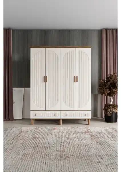 Comiet Soho 4 Kapaklı Çekmeceli MDF Gardrop Modern ve Fonksiyonel Depolama Çözümü