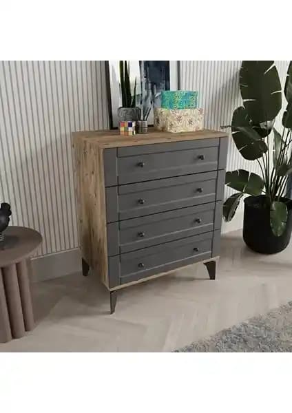 Comiet Toprak 4 Çekmeceli MDF Şifonyer: Modern ve İşlevsel Depolama Çözümü