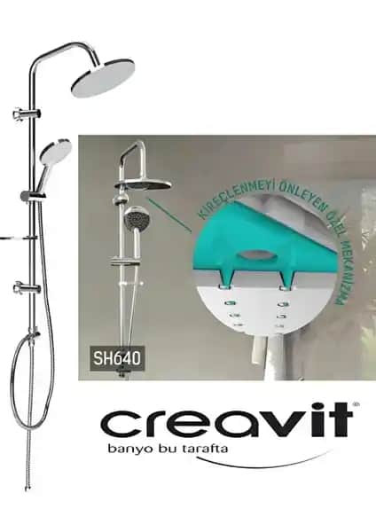 Creavit SH640 Krom Oval Tepe Duş Sistemi Modern Tasarım ve Fonksiyonellik