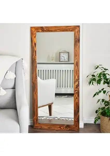 Dfn Wood Ligna Ceviz Rengi Ahşap Dekoratif Duvar Aynası ile Mekanlara Zarif Dokunuş