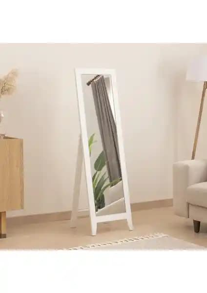 Dfn Wood MDF Beyaz Ayaklı Boy Aynası: Şık ve Dayanıklı Modern Dekoratif Ayna