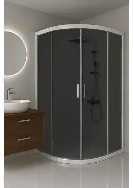 Durul Duşakabin Füme Temper Cam Özel Seri Beyaz Profilli Modern Banyo Çözümü