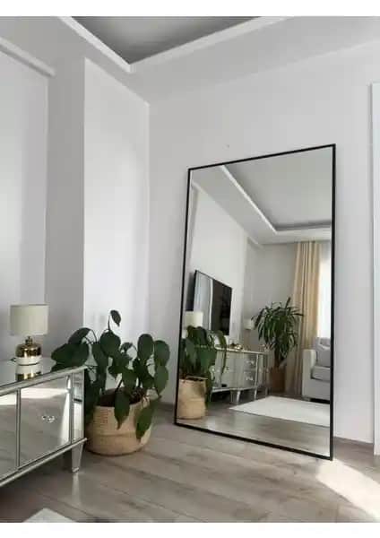 Effe Yapı Dekor Siyah Metal Çerçeveli 180x100 cm Dikdörtgen Duvar Aynası