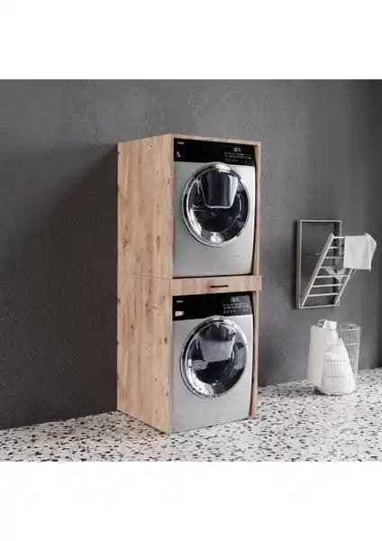 Era Çamaşır ve Kurutma Makinası Dolabı Atlanti̇k Çam ile Şık ve Kullanışlı Tasarım