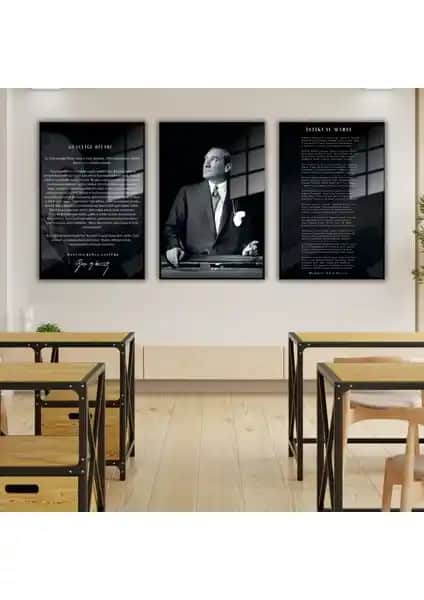 Gaagart 3'lü Metal Çerçeveli Cam Tablo Seti: Dayanıklı ve Estetik Duvar Dekorasyonu Seçeneği