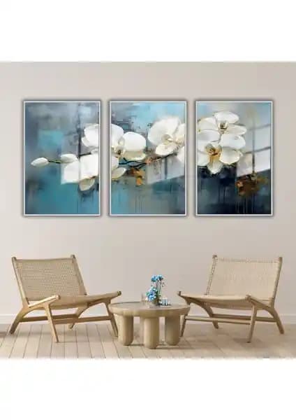 Gaagart 3'lü Metal Çerçeveli Cam Tablo Seti Modern İç Mekân Dekorasyonu İçin