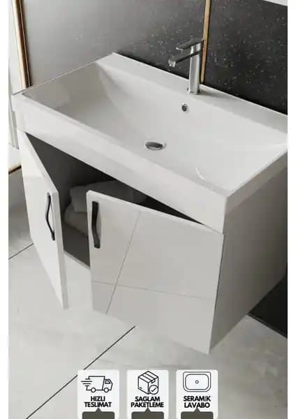 Karen Banyo Ege 80 cm Lavabolu Alt Banyo Dolabı Modern ve Şık Tasarım Özellikleri