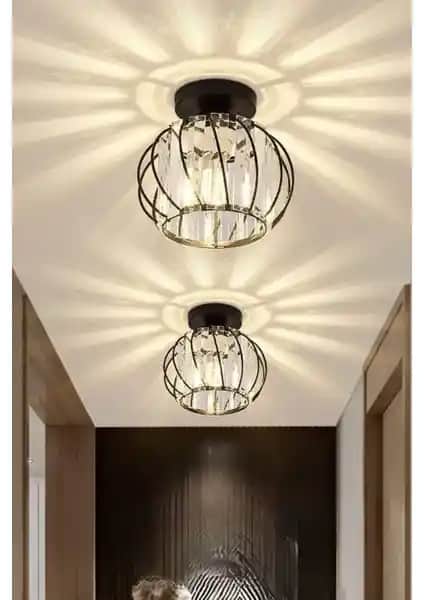 Luna Lighting Bella Luce Siyah Metal Kristal Taşlı Modern Oturma Odası Avizesi