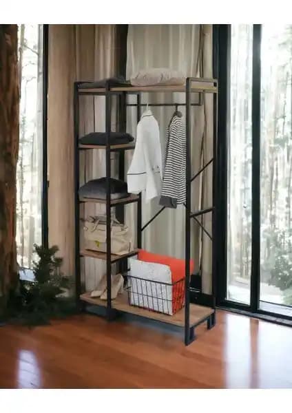 Lüx House 5 Raflı Metal Elbise Askılığı Modern ve Fonksiyonel Depolama Çözümü