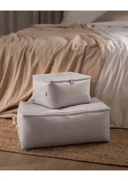 Madame Coco Çiçek Desen Baskılı 2'li Hurç Seti Gri Modern ve Şık Düzen Çözümü