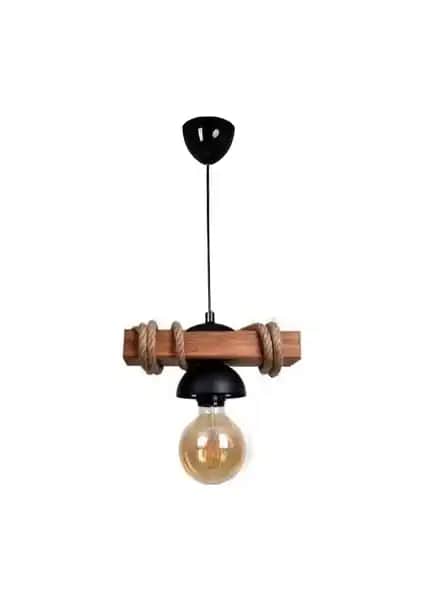 Megüsa Ahşap Halatlı Tekli Rustik Avize: Modern ve Otantik Tasarım ile Uzun Ömürlü Aydınlatma