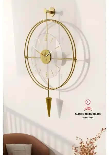 MetaQuartz Modern Şık Duvar Saati 50x90 cm Gold Detaylı ve Dayanıklı Tasarım