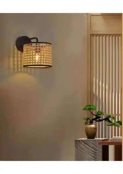 Milano Ay<dı>nlatma Rattan Tasarımlı Pil ile Çalışan Modern Duvar Aplikleri