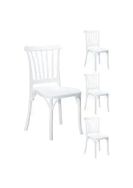 Mobetto 4 Adet Violet Beyaz Sandalye Seti Dış Mekan Dayanıklı ve Şık Tasarım