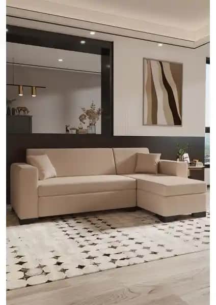 ModaLife Toronto Oturma Odası Köşe Takımı Krem Renk Modern ve Şık Tasarım