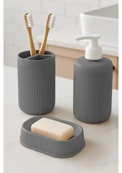 NY Home 3’lü Antrasit Banyo Seti Modern Tasarım ve Dayanıklılık Sunar