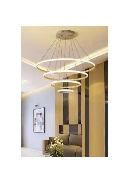 Ömür Avize Alex Modern Tasarım Eskitme Gold 4’lü LED Avize: Şık ve Fonksiyonel Aydınlatma Çözümü