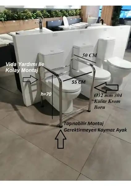 Portatif Yaşlı ve Engelli Güvenlik Tutunma Barı Avrupa Standartlarına Uygun