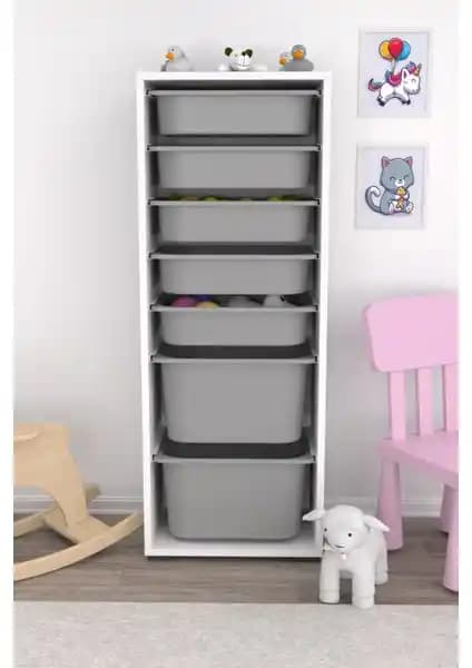 Pratico 7 Sepetli Gri ve Mavi Çok Amaçlı Oyuncak Dolapları Karşılaştırması