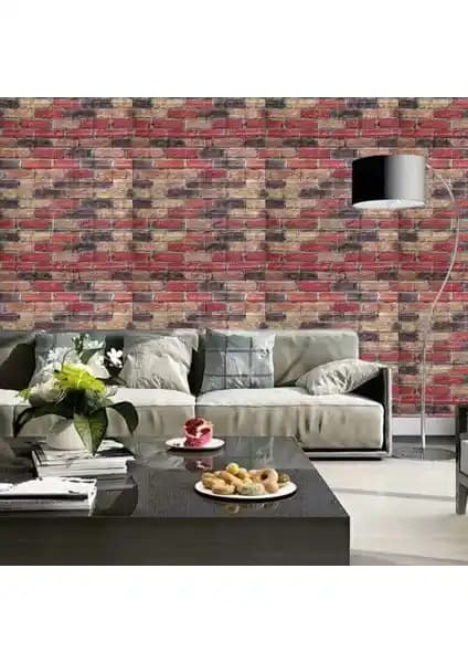 Renkli Tuğla Desenli Kendinden Yapışkanlı Duvar Paneli İç Mekan Dekorasyonu İçin