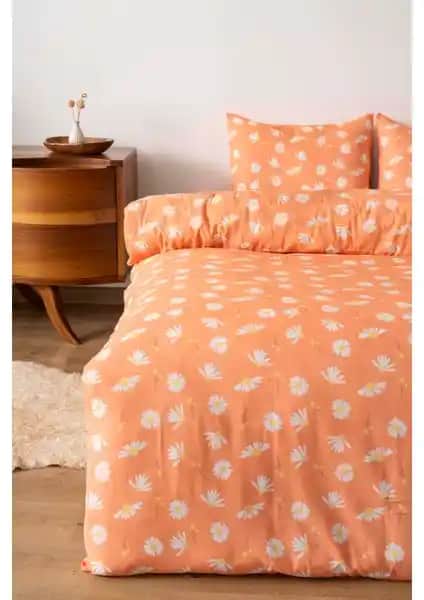 Riva İstanbul Turuncu Papatya Çift Kişilik Nevresim Takımı - Enerjik ve Şık Tasarım