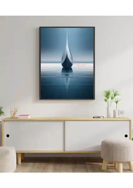 Rosa Art Metal Çerçeveli Gerçek Camlı Gemi Temalı Modern Duvar Sanatı