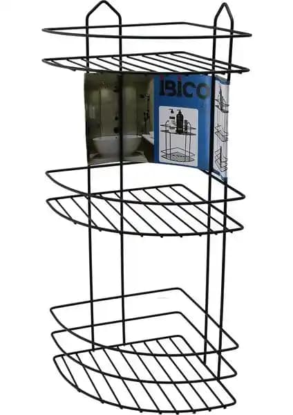 Sprout Siyah 3 Katlı Üçgen Metal Banyo Köşelik Modern ve Dayanıklı Tasarım