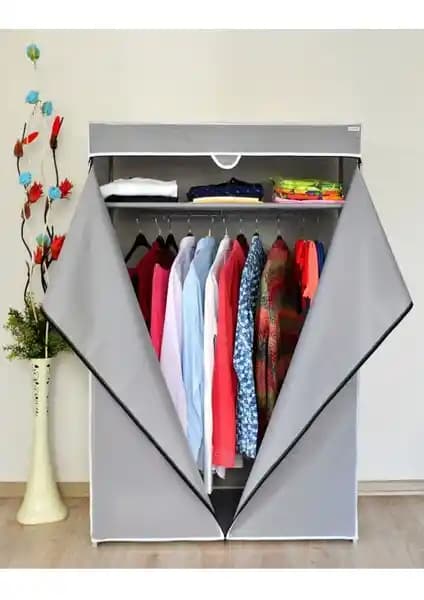 Teknor Basic Çelik Profilli Bez Dolap Gri - Dayanıklı ve Şık Saklama Çözümü