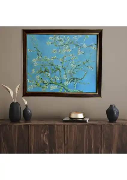 Van Gogh'un Badem Çiçekleri Tablosu Klasik Vintage Çerçeveli Duvar Sanatı
