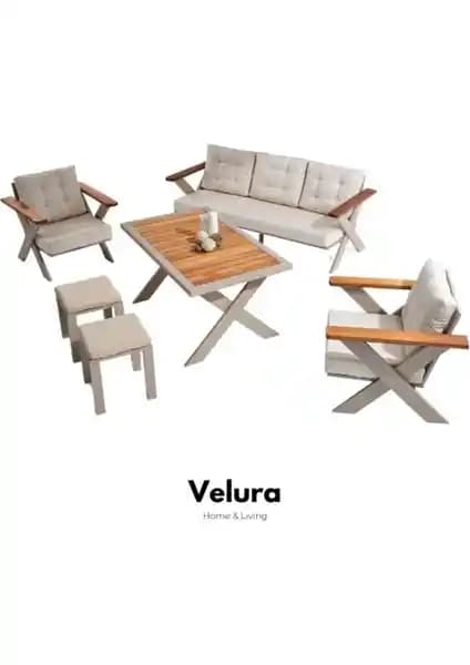 Velura Home & Living Mercan Bahçe Takımı Beyaz Modern Dış Mekan Mobilyası